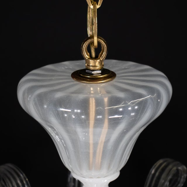 Glass Mid‑Century Italian Martinuzzi-Inspired Pulegoso and Lattimo Murano Chandelier For Sale - Image 7 of 18