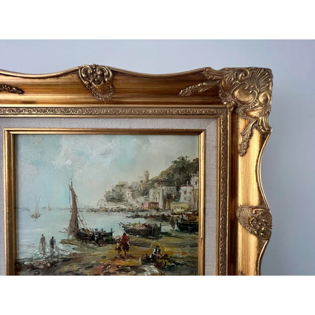Late 20th Century Italian Fishing Village Seascape Signed by Listed Artist Mario Passoni For Sale In Washington DC - Image 6 of 12