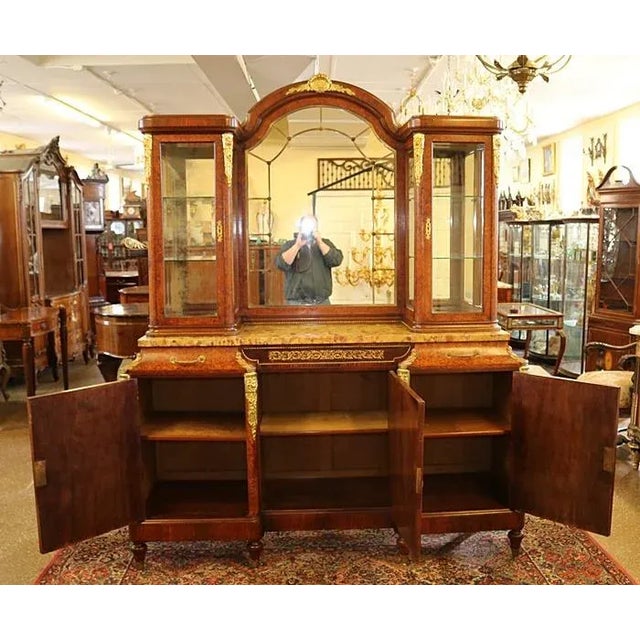 Wood ​French Bronze Mounted Marble Top Inlaid Server Buffet Circa 1910 For Sale - Image 7 of 11