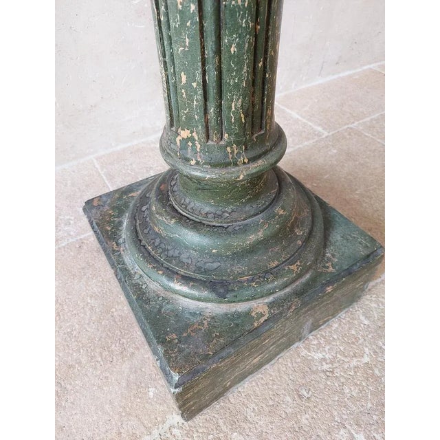 Italian Scaglioga Pedestal in Green Faux Marble For Sale - Image 4 of 12
