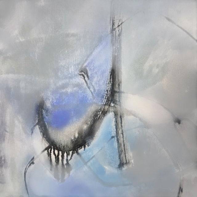 An exceptional and highly atmospheric late-20th-century Mid-Century Modern/Postmodern abstract expressionist oil or mixed-...