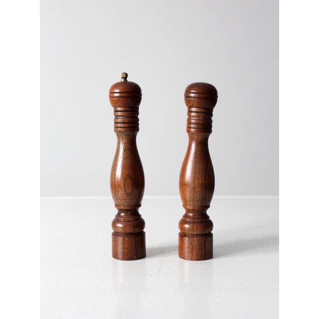 Mid Century Wooden Salt & Pepper Shakers For Sale - Image 6 of 6