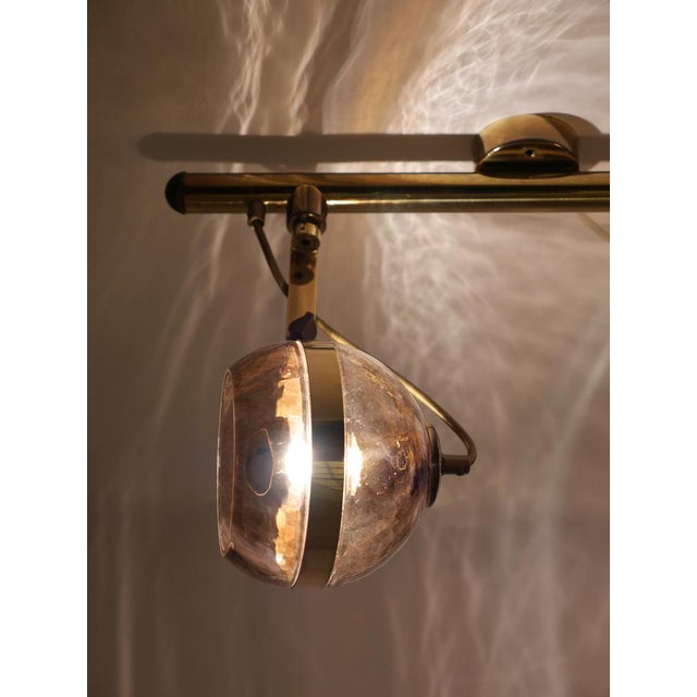 Italian Brass Hanging Lamp with Two Smoke Glass Balls, 1960s For Sale - Image 12 of 18