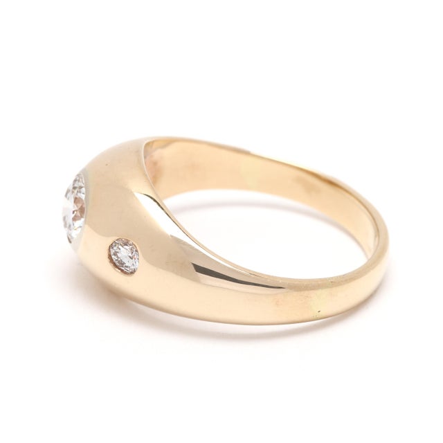 0.70ctw Flush Set 3 Diamond Ring, 14k Yellow Gold, Ring Size 7, Engagement For Sale - Image 4 of 5