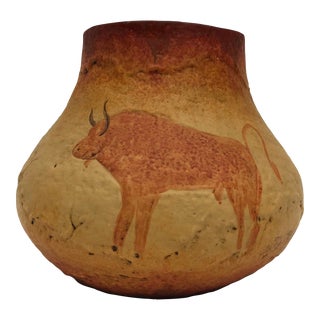 Vintage Petroglyph Style Vase For Sale