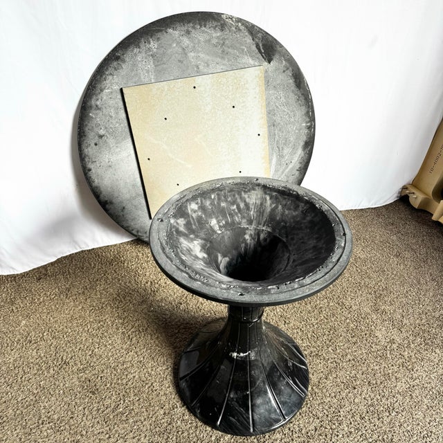 Black Postmodern Faux Black Marble Swivel Circular Dining Table For Sale - Image 8 of 9