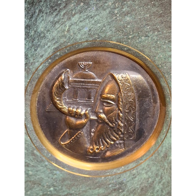 1950s Pair Mid Century Pal Bell Israel Bronze Wall Plates Maurice Ascalon Judaica 9.5" For Sale - Image 5 of 18