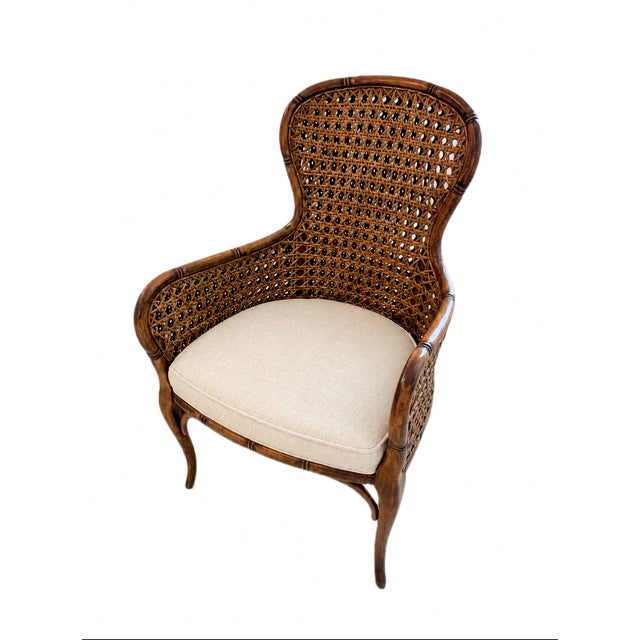 Vintage French Double Caned Wicker Armchair / Side Chair For Sale - Image 14 of 15
