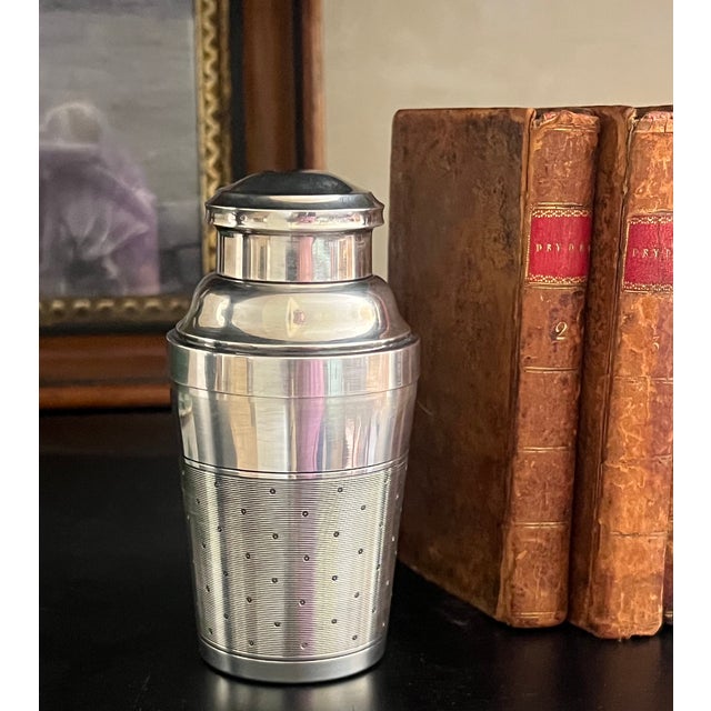 Three piece Art Deco cocktail shaker made in Paris in the 1930's by St. Medard. Perfect for mixing one drink or several...