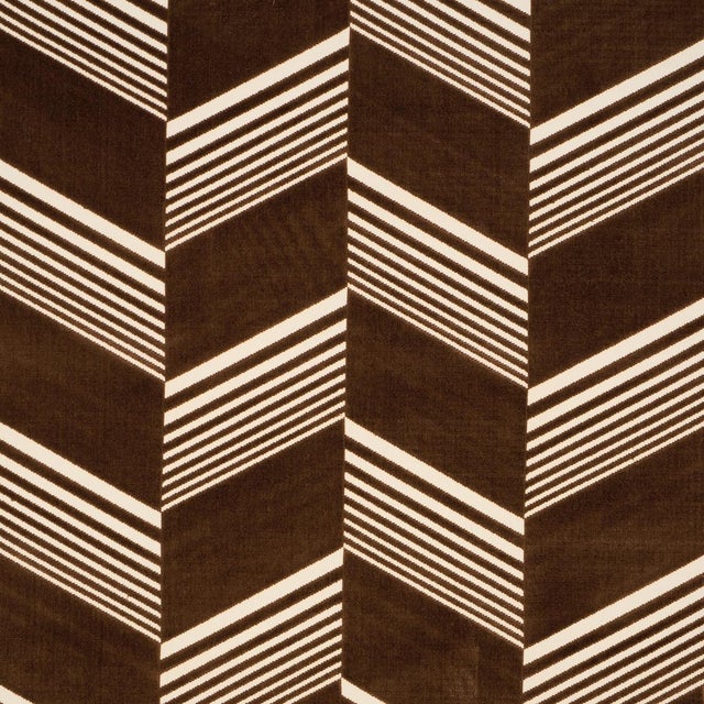 SAMPLE - Schumacher x Victor Glemaud Jessie Cut Velvet Fabric In Sable For Sale