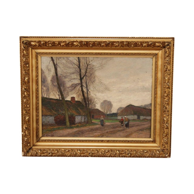 Antique German Village Original Oil Painting by Eugen Kampf For Sale - Image 13 of 13