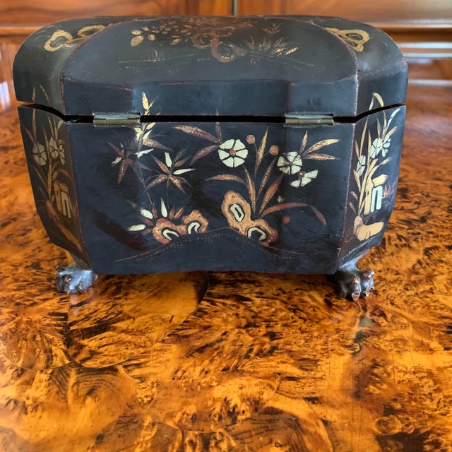 Black Chinese Export Black and Gilt Japanned Lacquer Melon Form Box For Sale - Image 8 of 14