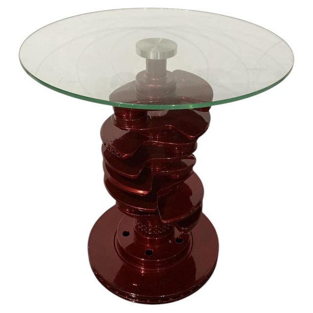 V8 Engine Crankshaft Coffee Table in Candy Red Chrome For Sale - Image 3 of 6