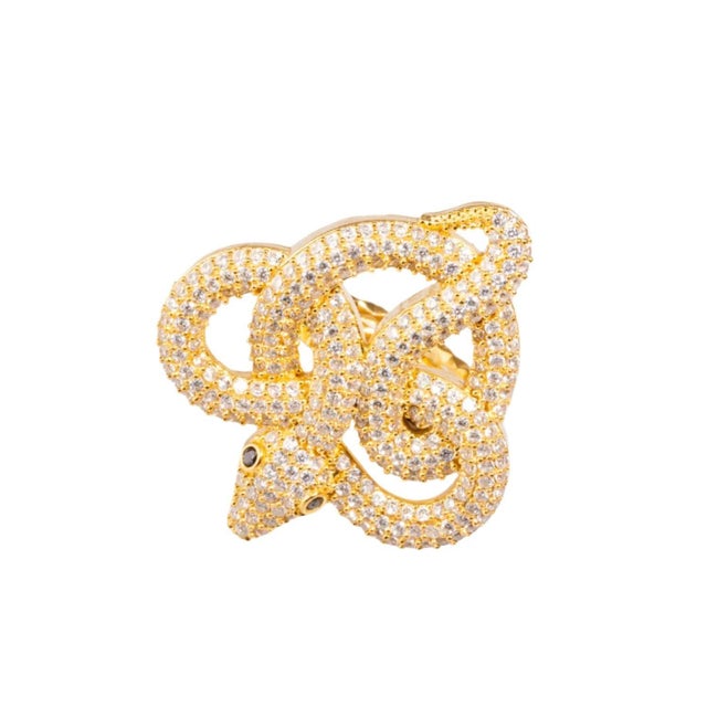 Majestic Diamond Snake Chunky Adjustable Ring, Size 4 For Sale - Image 9 of 9