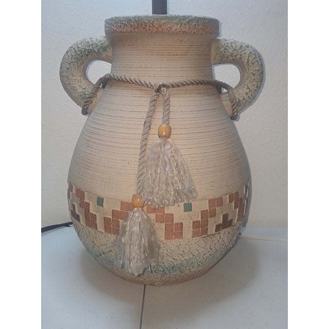 1980s Southwest Navajo Jug Design Plaster Mid Century Table Lamp For Sale In Salt Lake City - Image 6 of 8