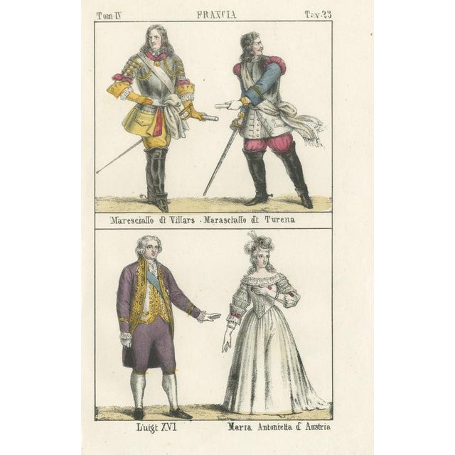 Black Marshals Villars and Turenne with Louis XVI and Marie Antoinette, 1842, Paper For Sale - Image 8 of 8