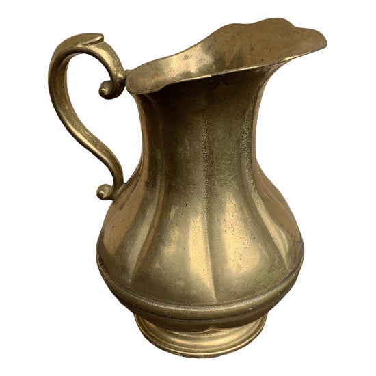 Vintage Gold Brass Jug For Sale