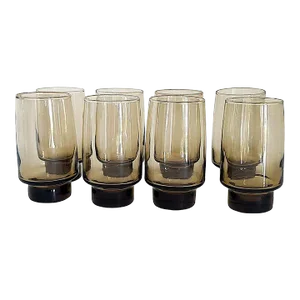 1970s Libbey Glass Tawny Accent Highball Tumblers, Set of 8