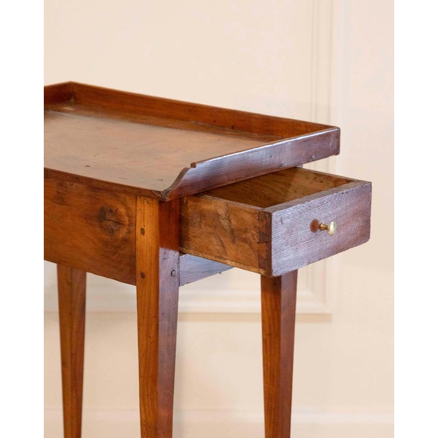19th Century Louis XVI–Style Walnut Side Table with Gallery Top, France For Sale - Image 9 of 10