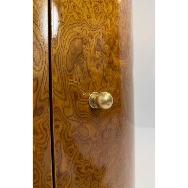 Beige Italian Cylindrical Cabinet in Reconstituted Wood Veneer, 1980s For Sale - Image 8 of 13