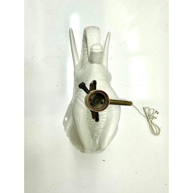Hollywood Regency Porcelain Elephant Sculptural Lamp For Sale - Image 4 of 9