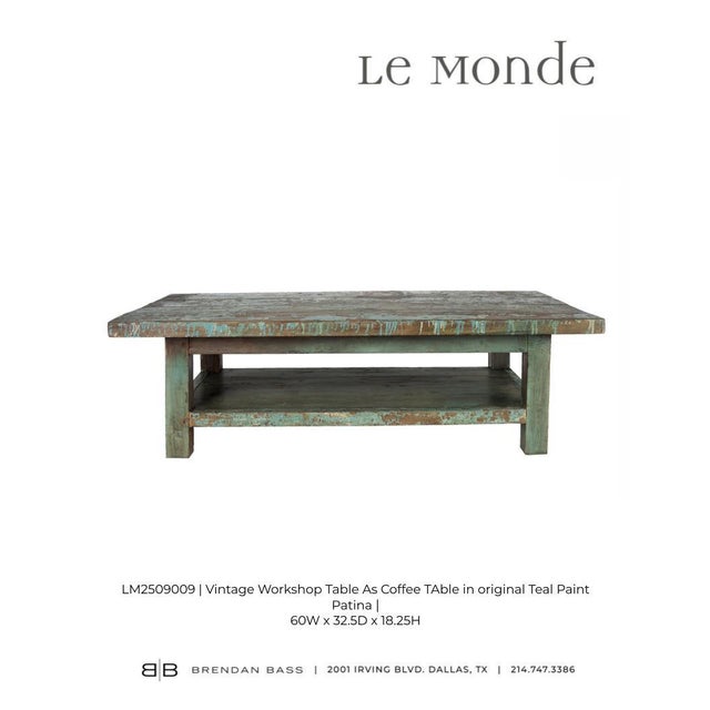 Wood Vintage Workshop Table as Coffee Table For Sale - Image 7 of 9