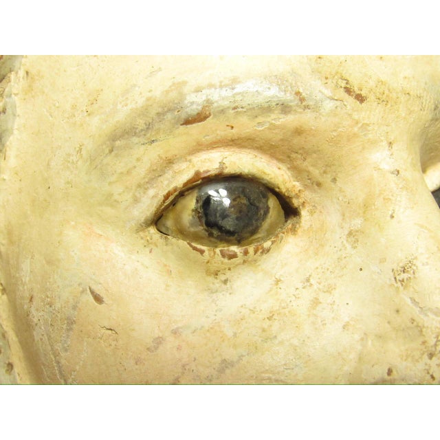 Antique Spanish Colonial Hand Carved Head of a Santo For Sale - Image 9 of 15