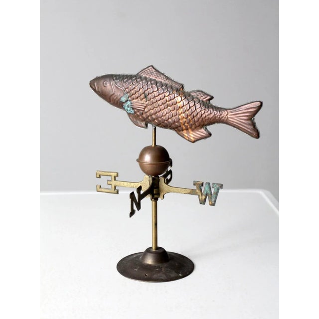 Brass Vintage Copper Fish Weathervane For Sale - Image 8 of 11