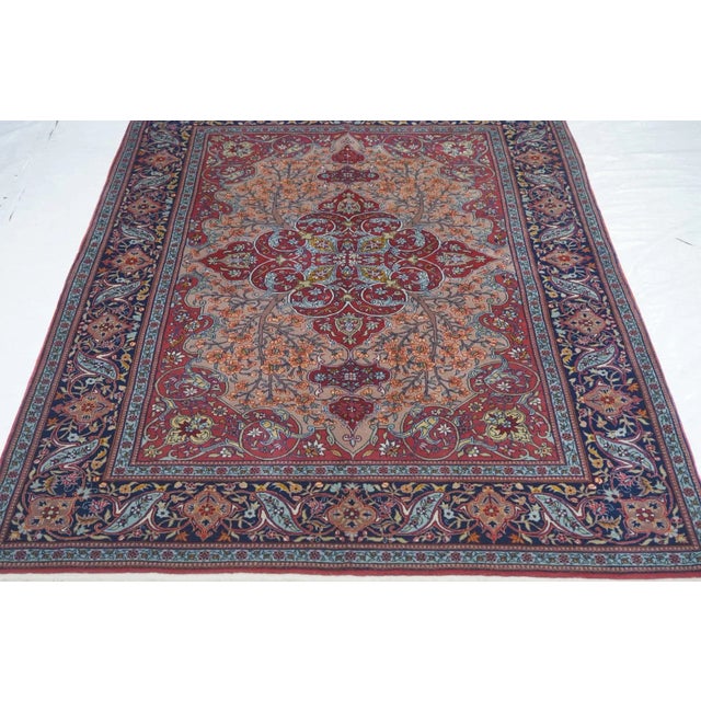 Red Extremely Fine Wntique Persian Tehran Wool Rug 4'7'' X 6'8'' For Sale - Image 8 of 10