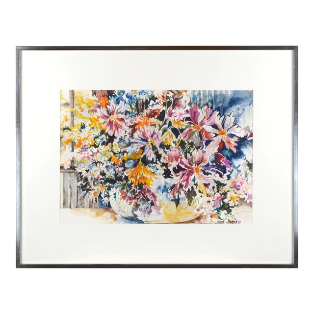 Spring Bouquet, Large-Scale Vintage Floral Watercolor Still Life by Royce Thyberg Gordon For Sale