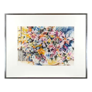 Spring Bouquet, Large-Scale Vintage Floral Watercolor Still Life by Royce Thyberg Gordon