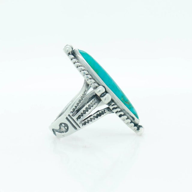 Vintage Southwestern Navajo Sterling Silver and Turquoise Ring For Sale - Image 10 of 10
