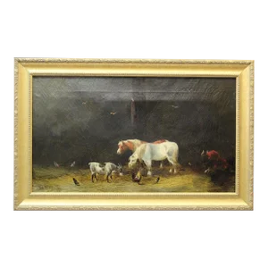 19th C. Barnyard Interior Scene