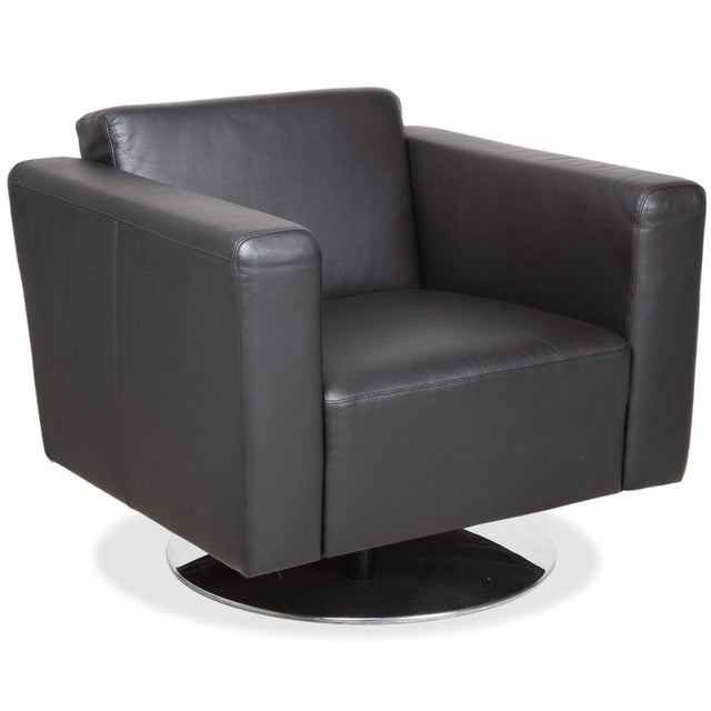 Black Chrome and Leather Serge Armchair with Swivel Function from Brühl For Sale - Image 14 of 14