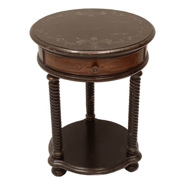 Vintage Hitchcock Ebonized Round Hooker Side/End Table For Sale