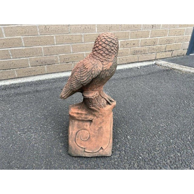 English Owl Garden Ornament in Aged Terracotta For Sale - Image 10 of 18