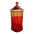 Vintage Empoli Optic Glass Apothecary Jar With Circus Tent Lid, MCM For Sale
