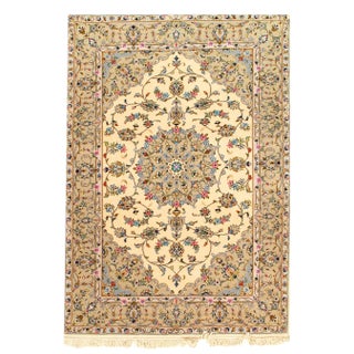 Pasargad Ivory Persian Tabriz Silk & Wool- 4'8"x 6'8" For Sale