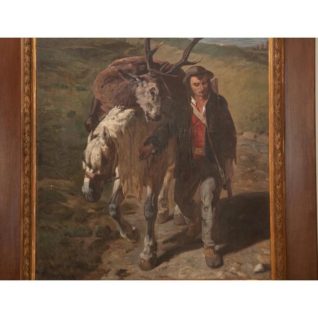 Late 19th Century Late 19th Century “The Return of the Poacher” Oil on Canvas Painting by Emile David For Sale - Image 5 of 13