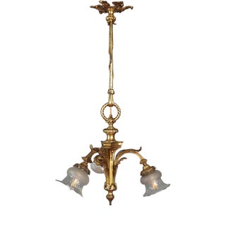 Small Antique Gilded Bronze Chandelier For Sale
