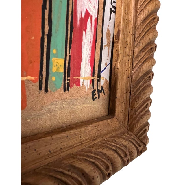 1970s 1970s Framed Colorblock Cityscape on Cork, Signed For Sale - Image 5 of 8