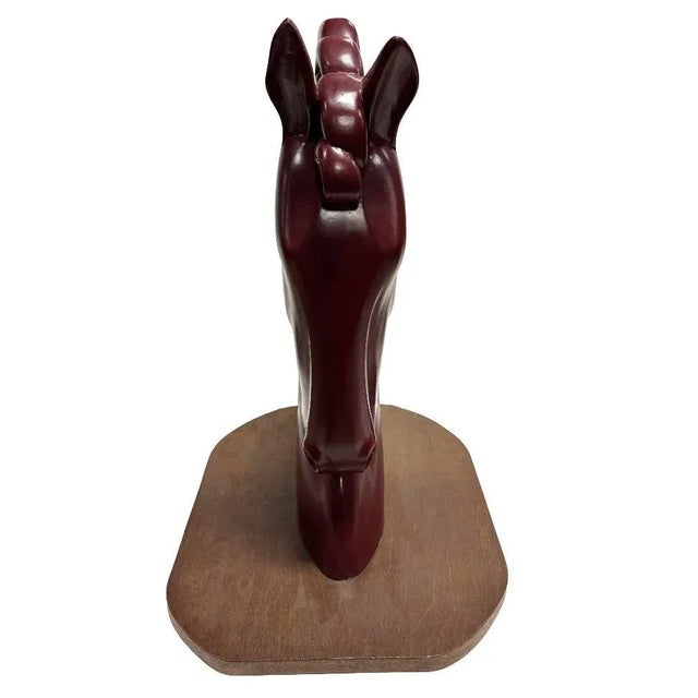 Viktor Schreckengost Styled Fiberglass Horse Bust on Hardwood Base For Sale - Image 4 of 5