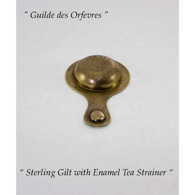 1960s 1960s Sterling Gilt Tea Strainer With Multicolor Enameled Cloisonné. For Sale - Image 5 of 6