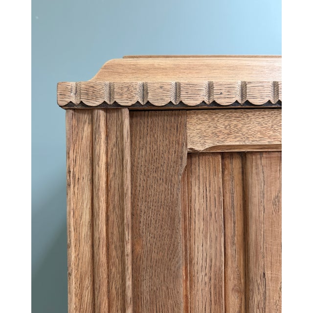 Wood Art Deco Three-Door Oak Wardrobe, 1930s For Sale - Image 7 of 12