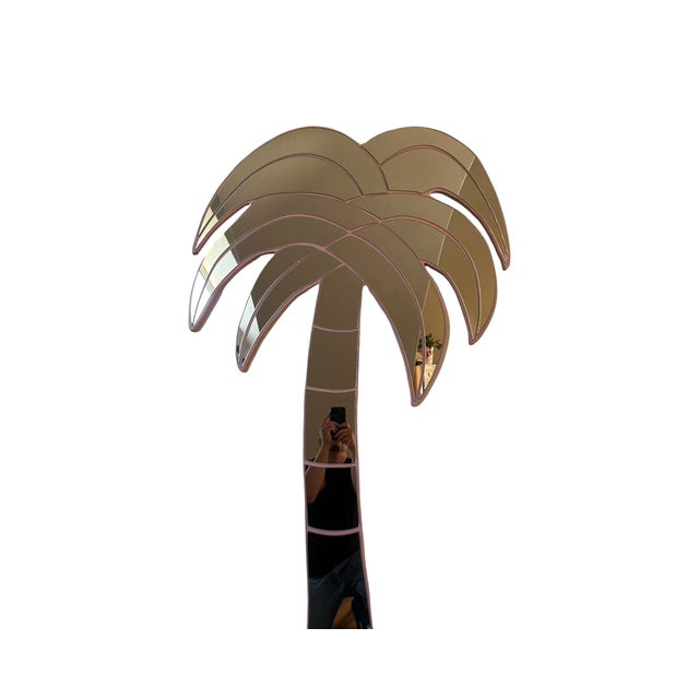 Postmodern Vintage Postmodern 1980s 6ft Pink Tropical Palm Tree Wall Mirror Art 80s Coastal For Sale - Image 3 of 9