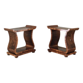 Art Deco Walnut Burl Side Tables, Italy, 1940s, Set of 2 For Sale