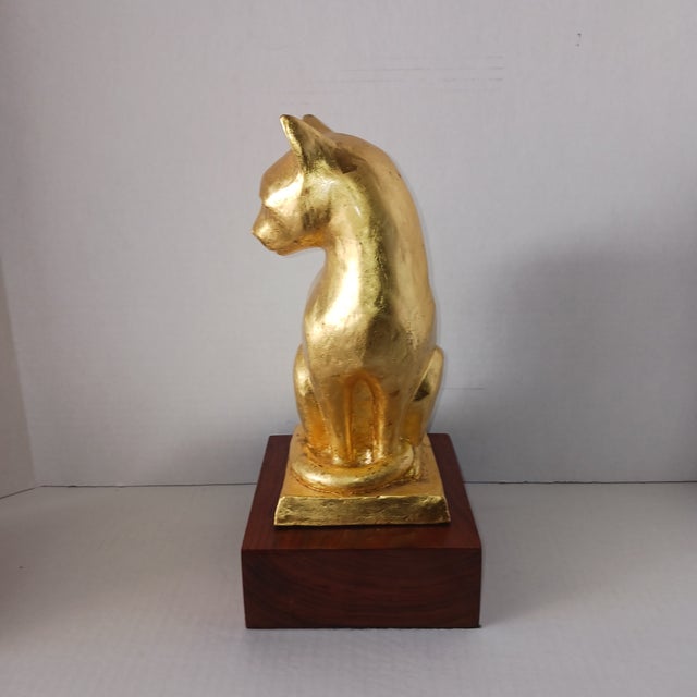 Paul Rigby Stratford Nj Artist C. 2002 Golden Cat - Ceramic With Gold Leaf For Sale - Image 4 of 10