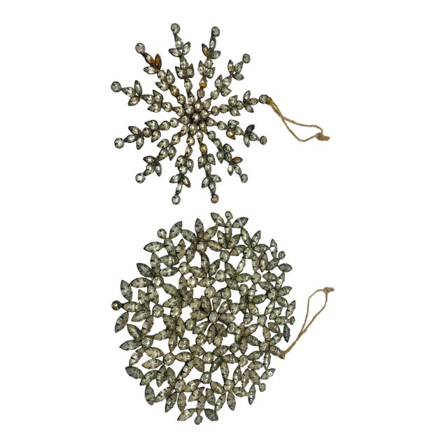 Large Vintage Rhinestone Ornaments, a Set of 2 For Sale