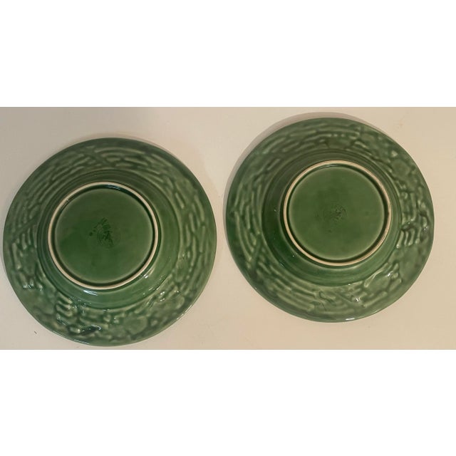 Vintage Bordallo Pinheiro Green Majolica Bowls - Oak Leaf Acorn Pattern - Set of 6 For Sale - Image 10 of 10