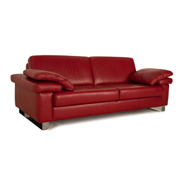 Animal Skin Leather Three-Seater Red Sofa from Willi Schillig For Sale - Image 7 of 11